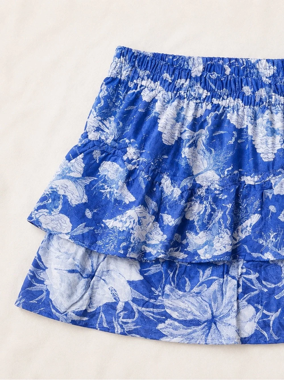 Preloved LoveShackFancy Abrielle Skirt Saltt Sea Blue Floral Silk blend. Sz L.